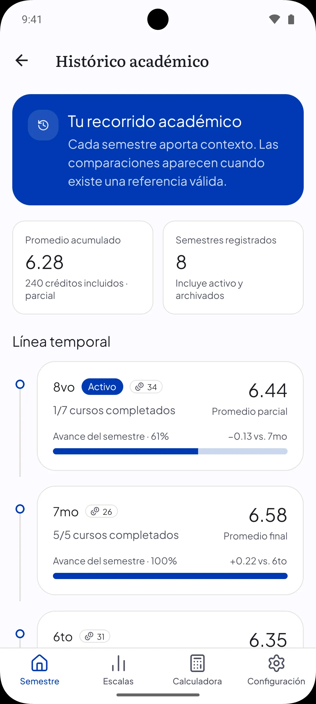 Histórico en PonderApp para Android