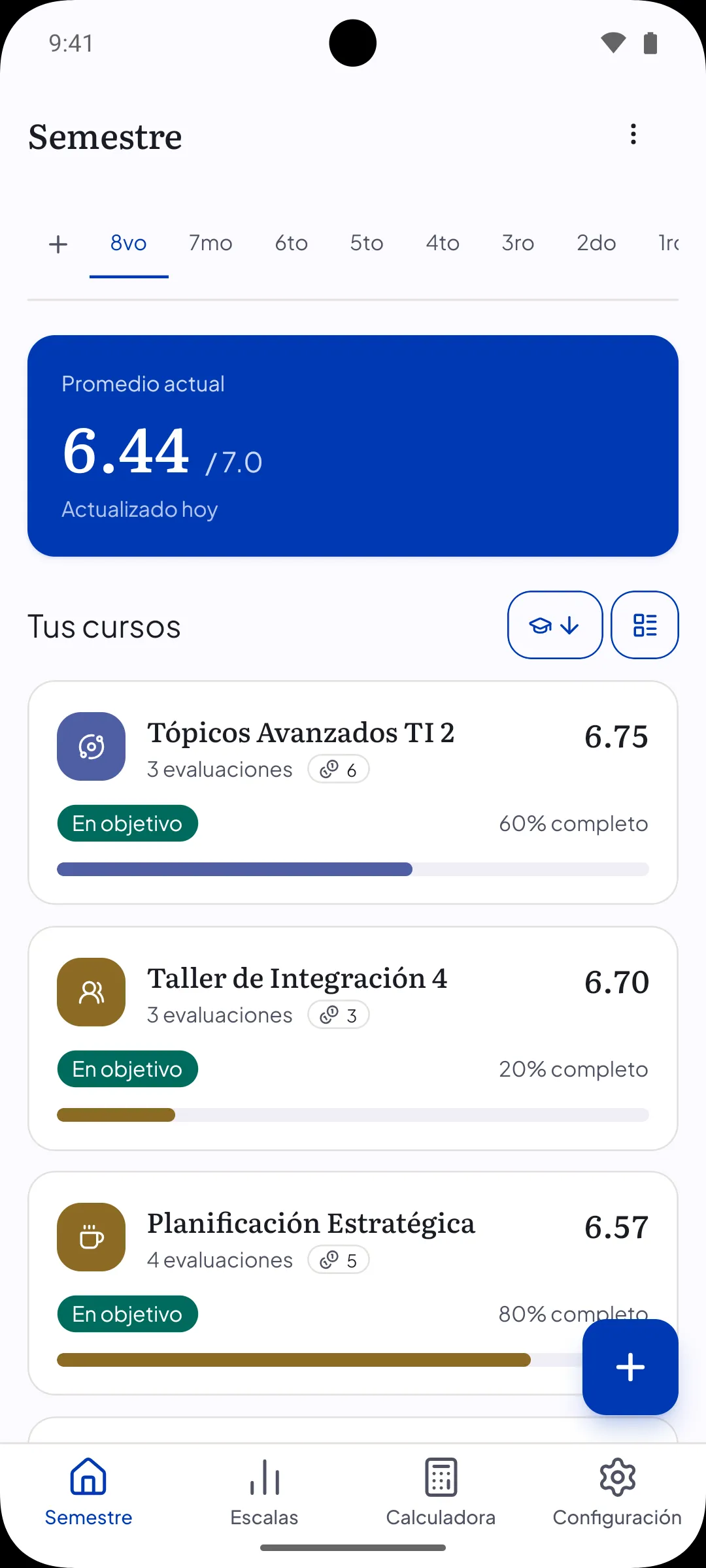 Semestre en PonderApp para Android